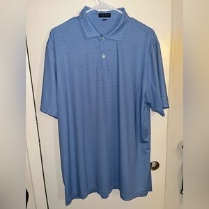 Peter Millar Crown Crafted Men’s Blue Polo Golf Shirt Star Pattern XL